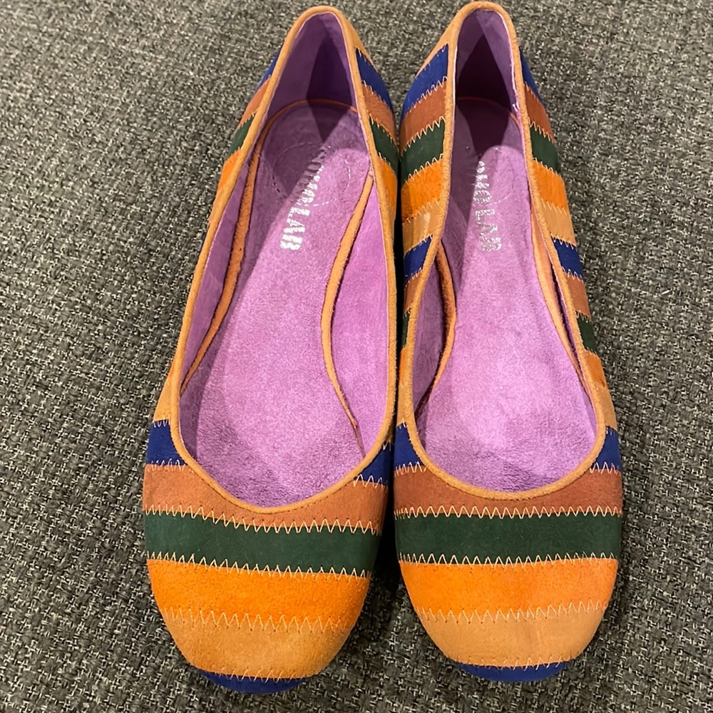 Soho Lab suede striped flats (sz 8)
